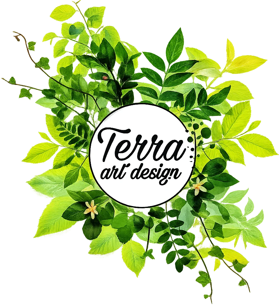 Green foliage with artistic logo design
